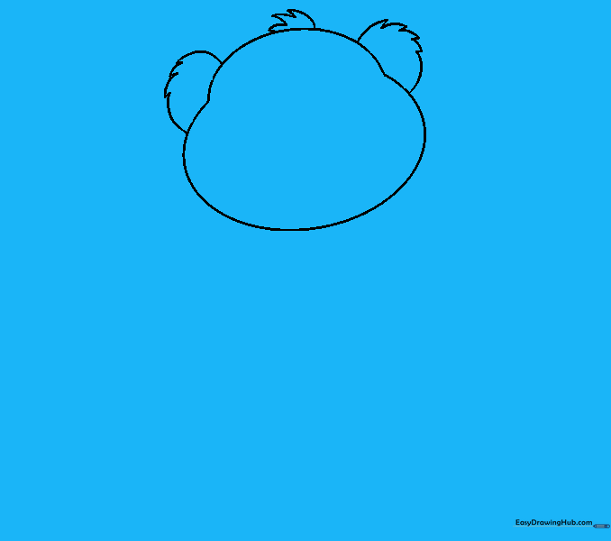 Adding inner ear details and two oval eye shapes to the bear's face.