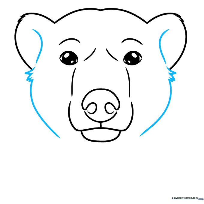 Adding fur texture using short, grass-like strokes along the face and ears.
