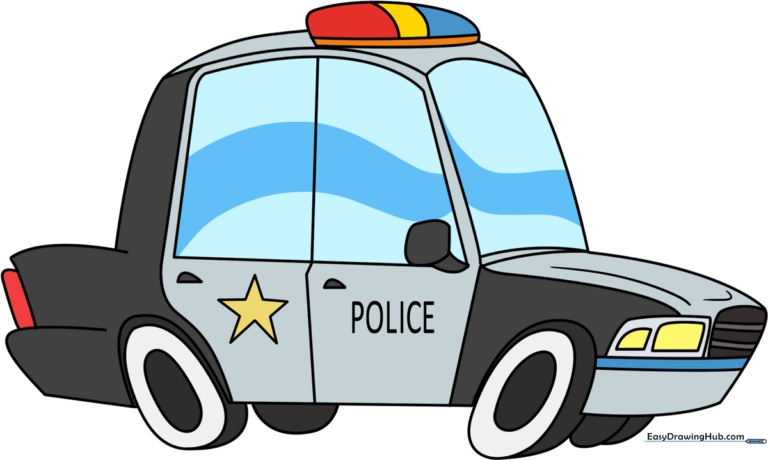 A colorful, finished cartoon police car illustration.