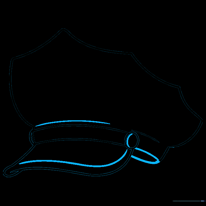 Adding structural details and a side button to the police hat.
