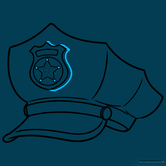 Finalizing the badge outline and cleaning up the drawing.