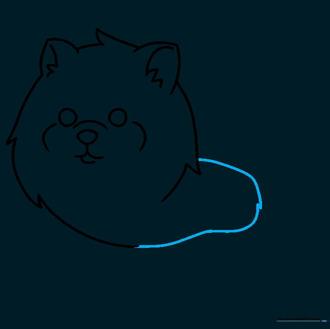 Sketching the main body outline with fur-like jagged lines.