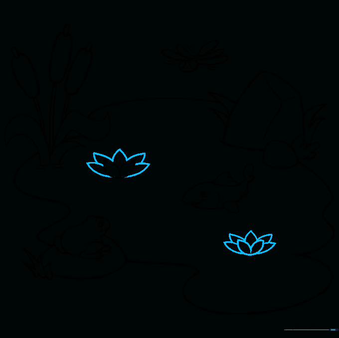 Adding more petals to the water lily flowers.