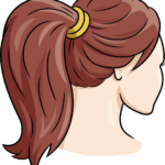 A finished, colored illustration of a woman with a ponytail, showcasing the completed drawing.