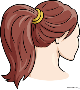 A finished, colored illustration of a woman with a ponytail, showcasing the completed drawing.