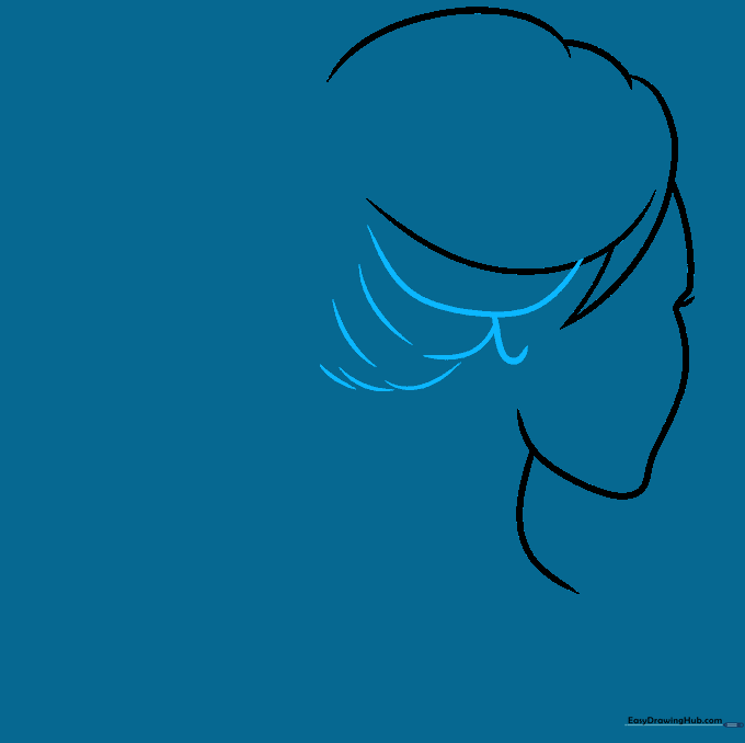 Adding hair details around the ear and neck area.