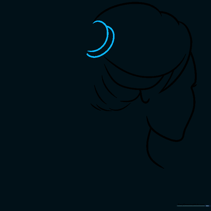 Sketching a hair tie using two overlapping C-shaped lines.