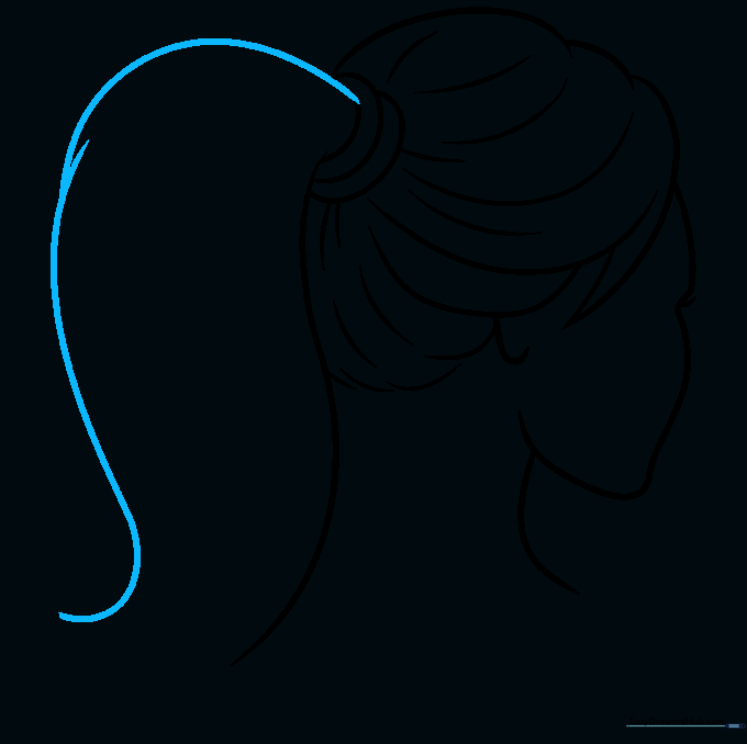Adding volume to the top of the ponytail with overlapping lines.