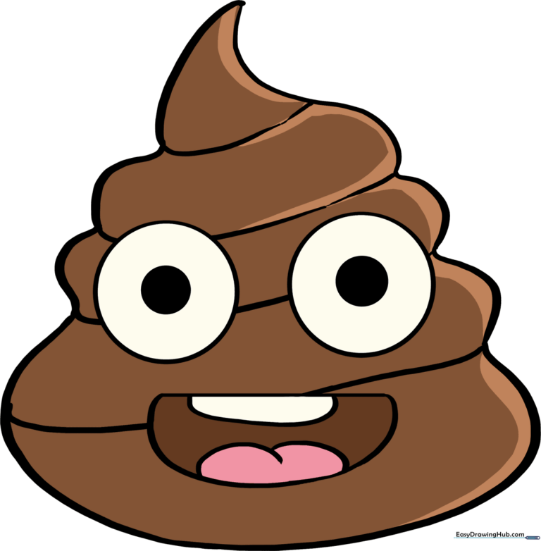 A friendly, finished poop emoji drawing, vibrant and ready for display.