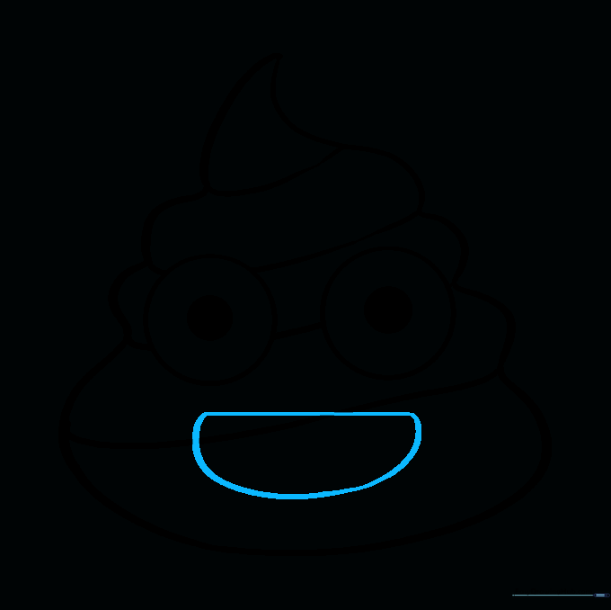 Pencil sketch showing the addition of a wide, smiling mouth.