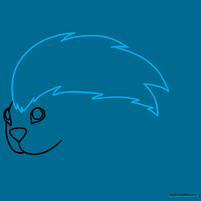 Jagged, sharp lines drawn along the back of the porcupine to represent quills.