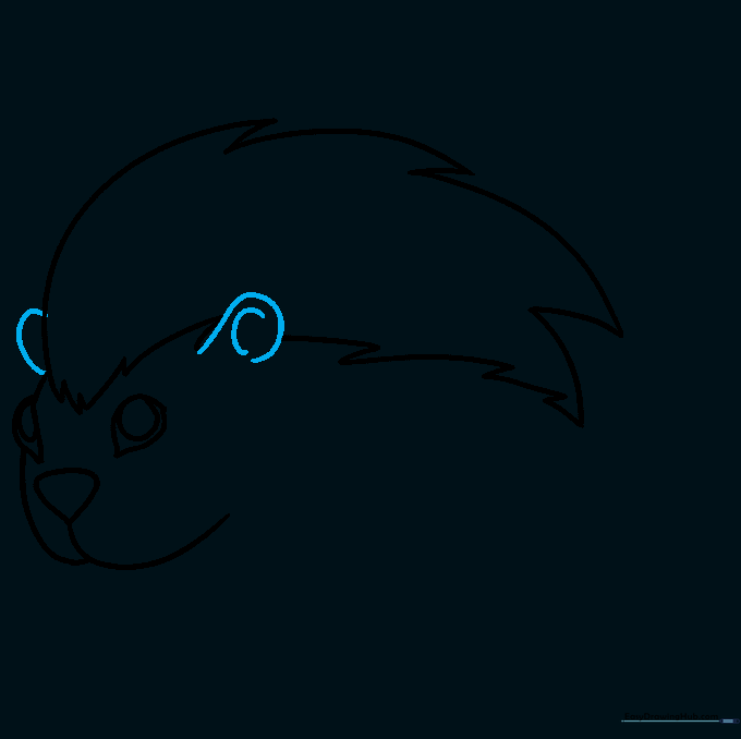 Small, rounded ears added to the top of the porcupine's head.