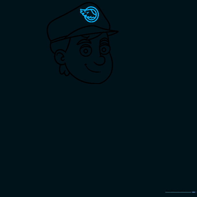 Adding a circular winged logo to the front of the postman's hat.