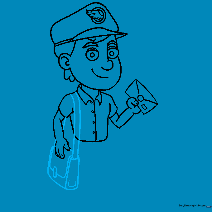 Adding a mail bag with a shoulder strap to the postman's side.