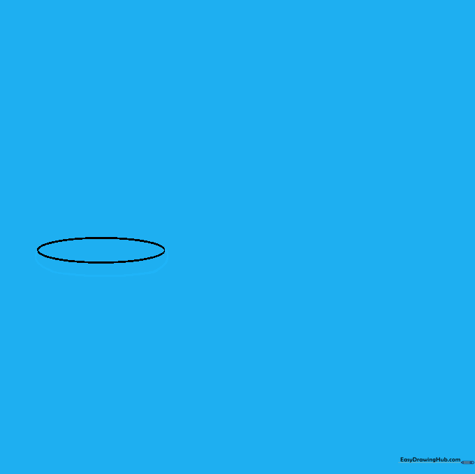 A curved line added beneath the oval to form the thick rim of the pot.