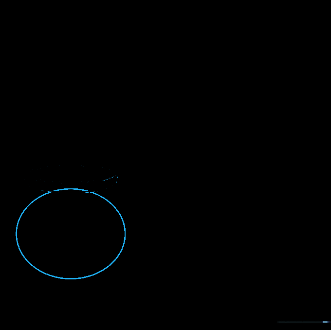 A large circle drawn under the rim to establish the round body of the pot.