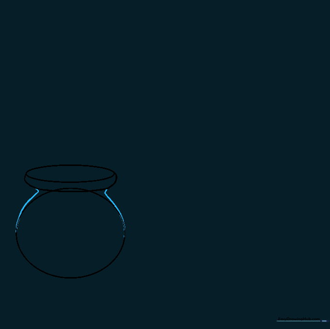 Curved side lines connecting the circular base to the upper rim.