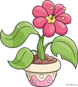 A completed, colorful potted plant drawing displayed as a finished art project.