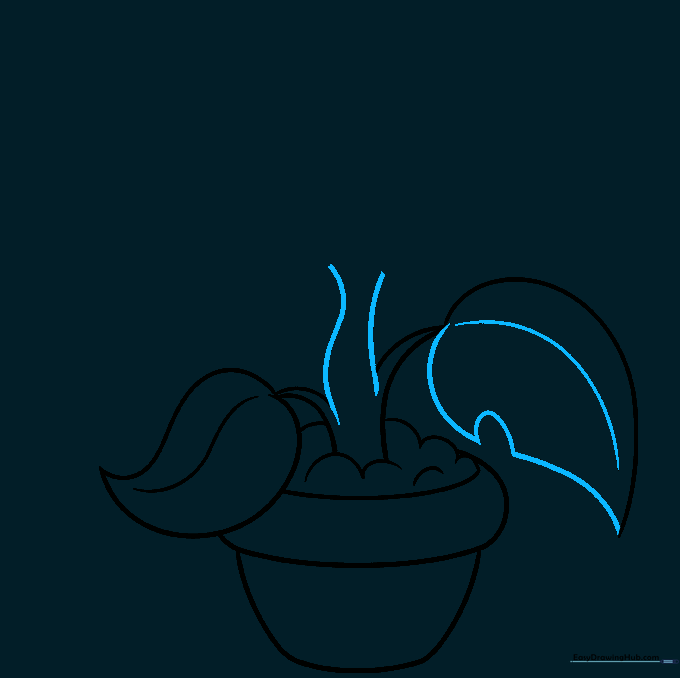 Drawing a small notch in the leaf to represent a caterpillar bite.