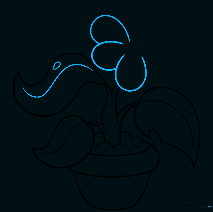 Drawing the first set of overlapping petals for the flower blossom.
