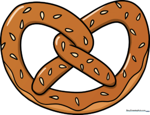 A colorful, finished illustration of a twisted pretzel, perfect for beginners.