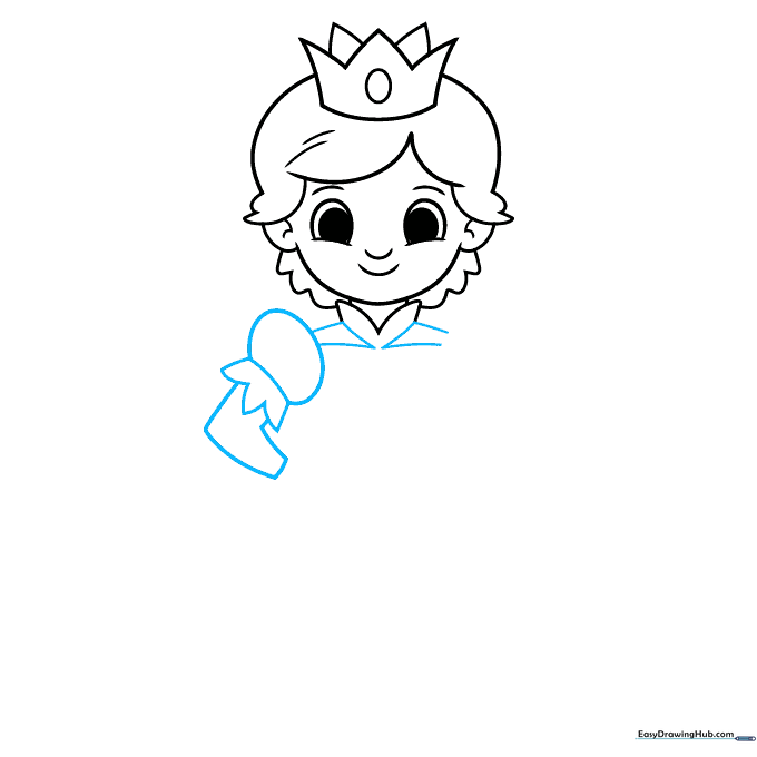 Drawing the prince's shoulder pads and the beginning of his arm.