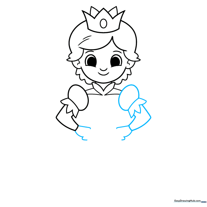 The prince's arms and hands being drawn symmetrically.