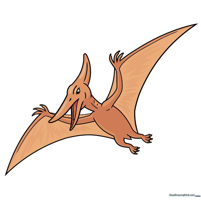 A fully colored, cartoon-style Pteranodon drawing.