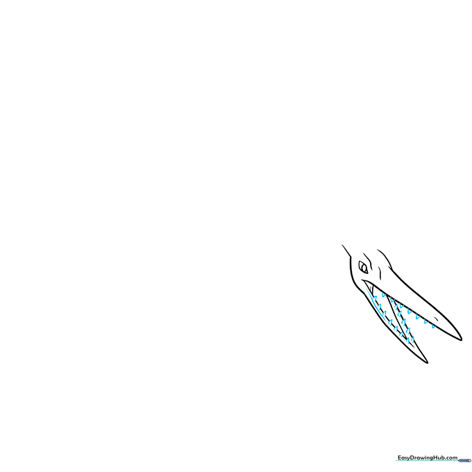 Detailed view of the Pterodactyl mouth with sharp, triangular teeth added.