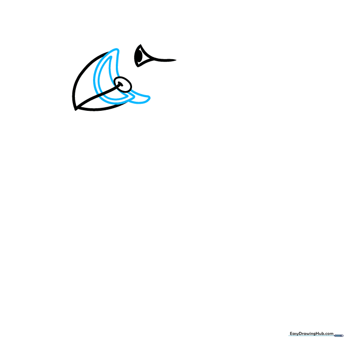 Adding crescent-shaped details to the puffin's beak to show texture.