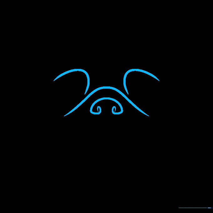 Detailed sketch of a pug's flat nose and snout bridge.