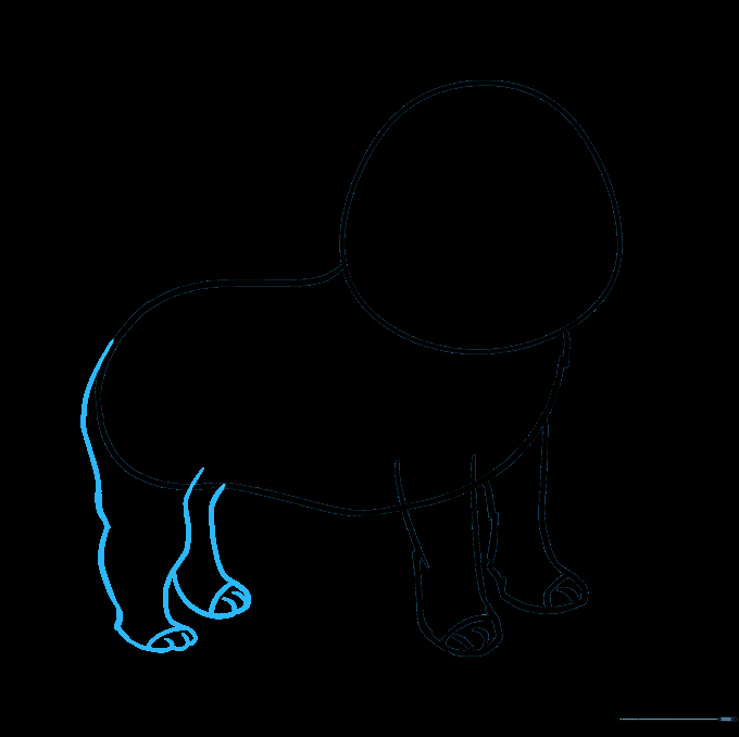 Adding rear legs to the pug drawing