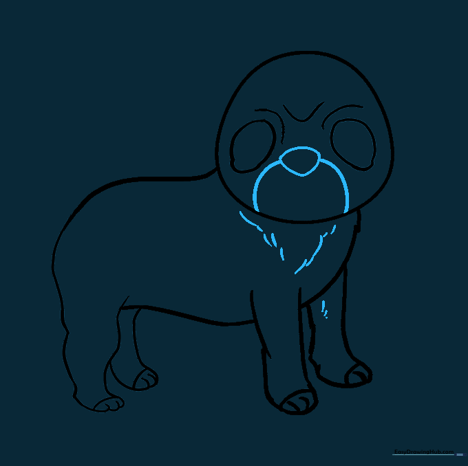 Adding the pug's nose and facial details