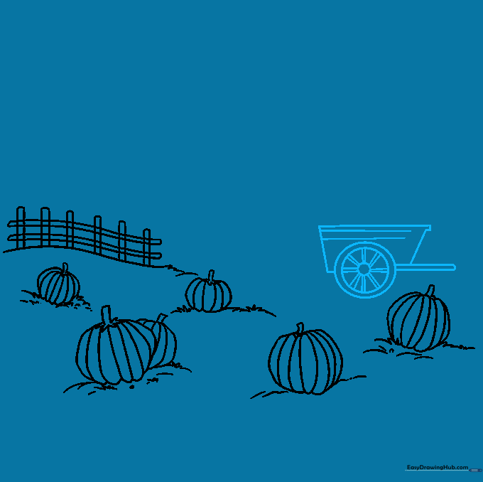 A simple wheelbarrow sketch being added to the scene.