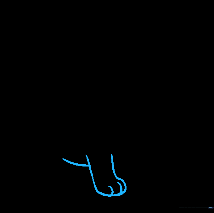 Puppy outline showing the front leg and the curved belly line.