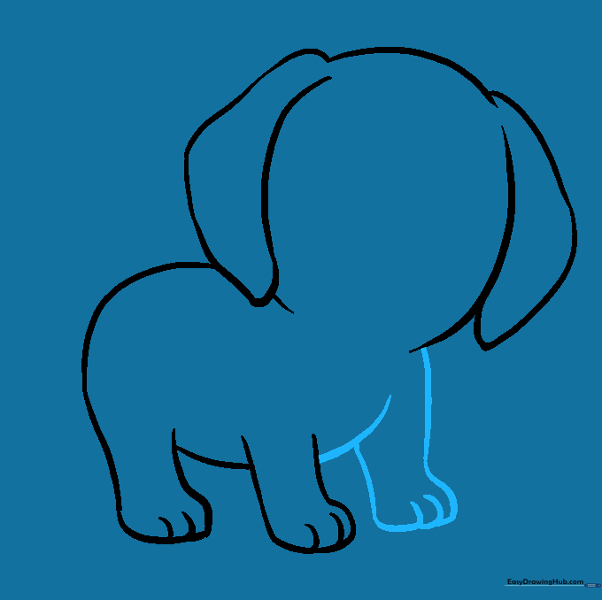Puppy outline with chest and both front legs visible.