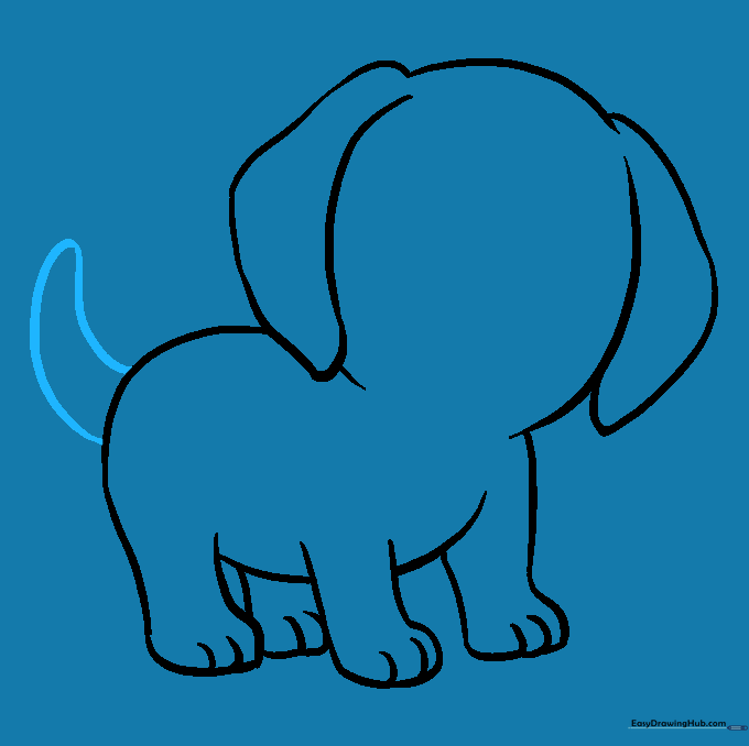 Puppy outline with a pointy tail added to the back.