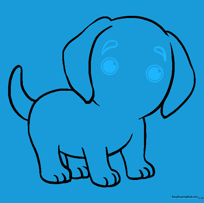 Puppy face with detailed eyes and eyebrows added.