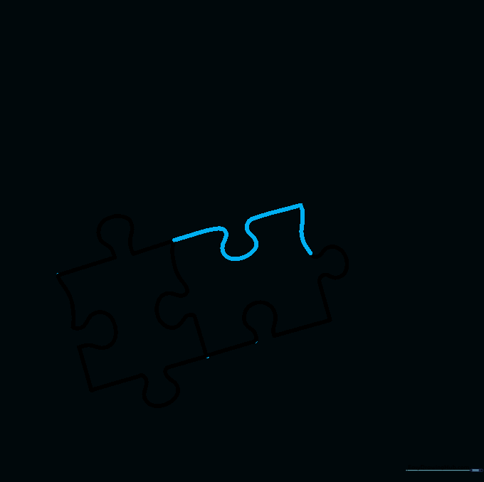Pencil sketch showing the completed outline of the second puzzle piece.