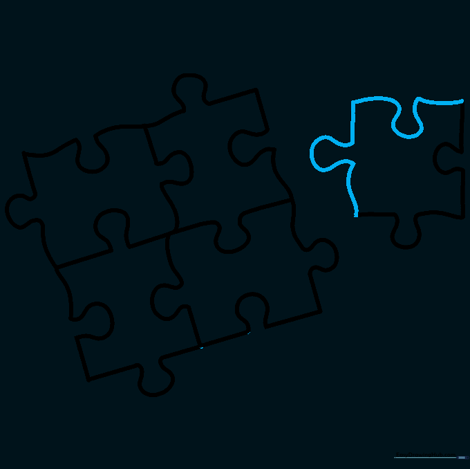 Pencil sketch showing the complete outline of all puzzle pieces.