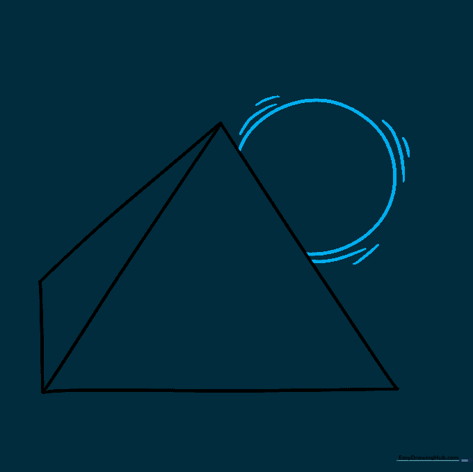 A pyramid silhouette with a rising sun and heat lines in the background.