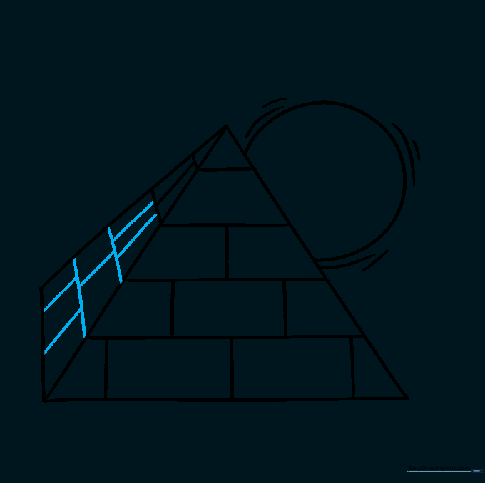 Completed stone block texture on both visible sides of the pyramid.