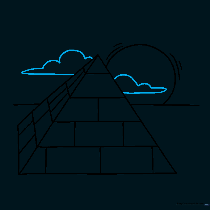 Soft, fluffy clouds added to the sky above the pyramid.