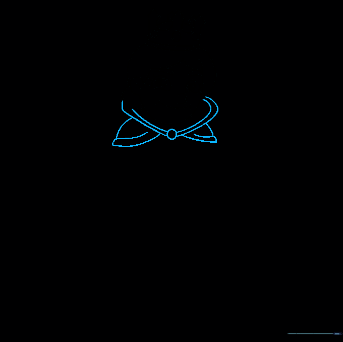 Drawing the top of the queen's cape with rounded fabric folds around the neck.