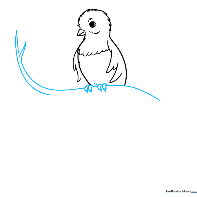 Adding a tree branch and bird claws to the drawing.