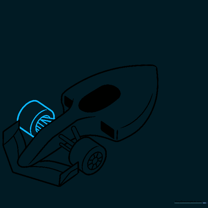 Adding the second front wheel to the race car sketch.