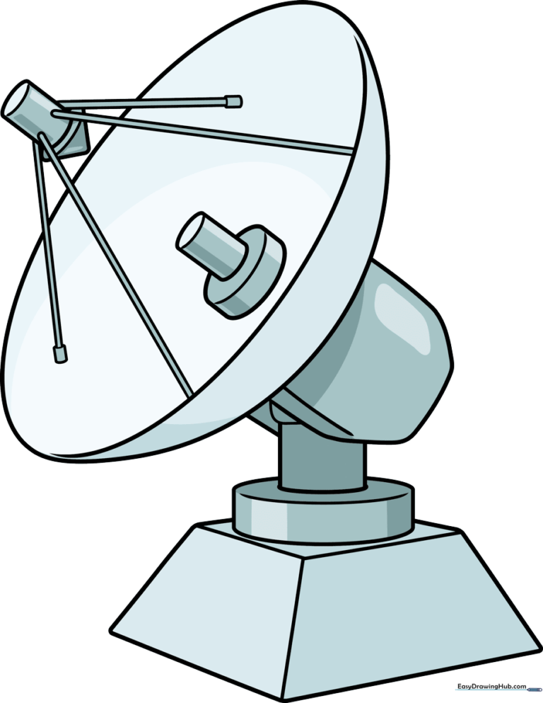 A complete, colored radar antenna drawing, showcasing the final result of the tutorial.