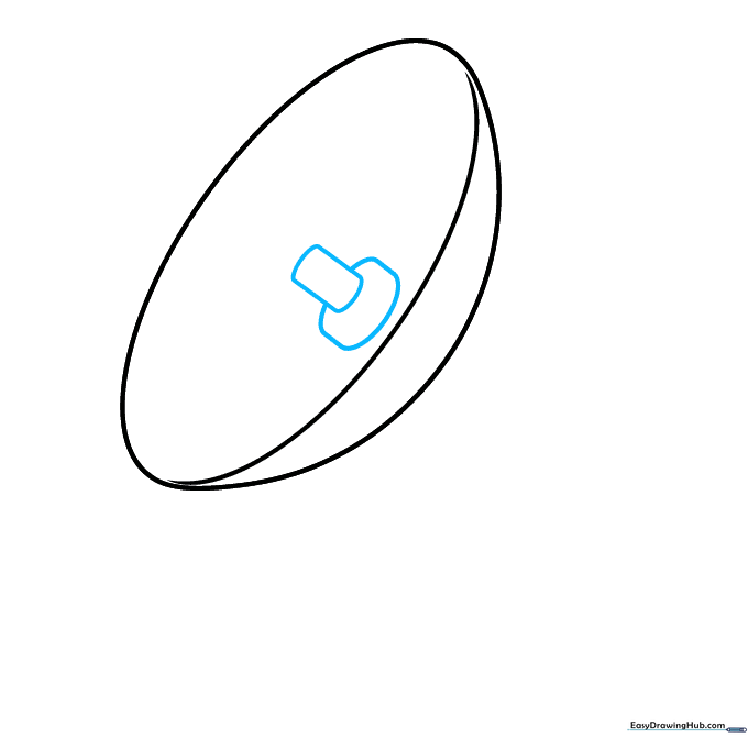 Drawing the central feed horn components inside the radar dish.