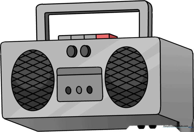 A colorful, finished illustration of a retro-style radio.