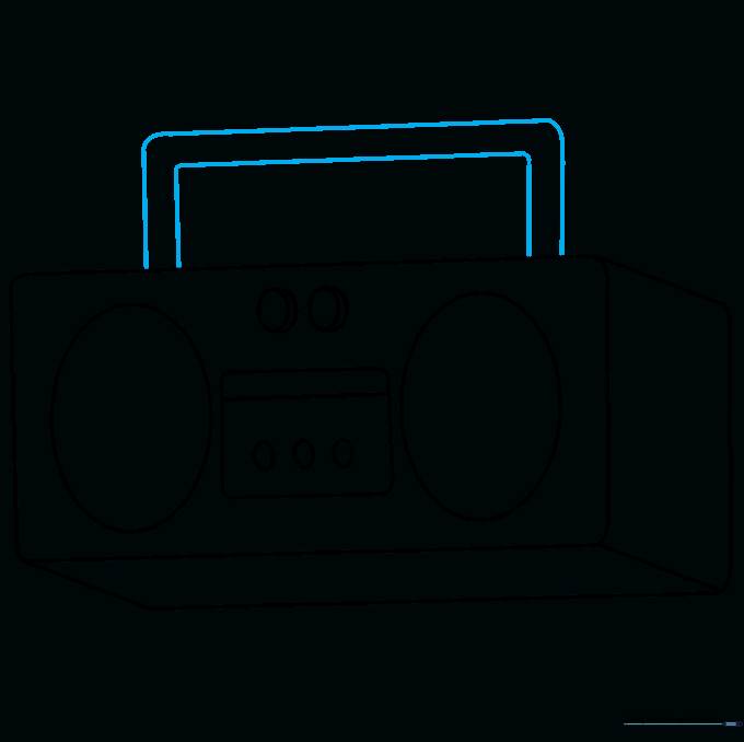 A rounded rectangular handle drawn on top of the radio body.
